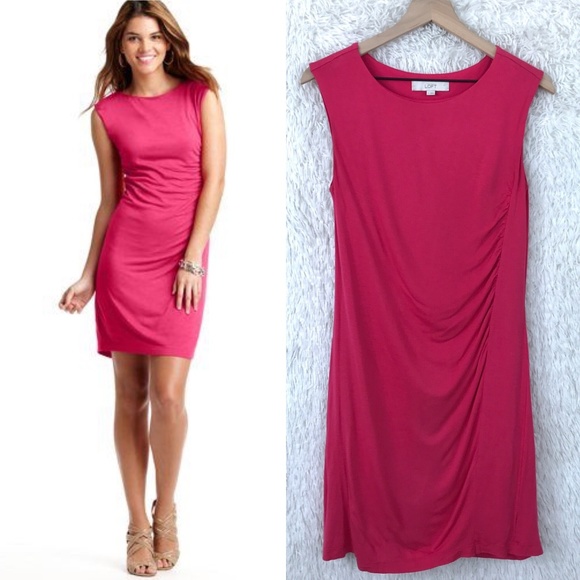 LOFT Dresses & Skirts - Loft Pink Ruched Dress Sleeveless Tencel